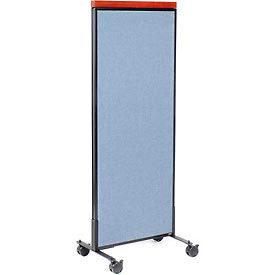 Global Industrial 694965MBL Interion® Mobile Deluxe Office Partition Panel, 24-1/4"W x 64-1/2"H, Blue image.