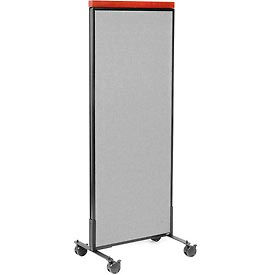 Global Industrial 694965MGY Interion® Mobile Deluxe Office Partition Panel, 24-1/4"W x 64-1/2"H, Gray image.