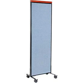 Global Industrial 694966MBL Interion® Mobile Deluxe Office Partition Panel, 24-1/4"W x 76-1/2"H, Blue image.