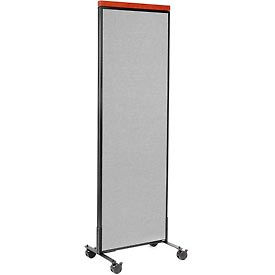 Global Industrial 694966MGY Interion® Mobile Deluxe Office Partition Panel, 24-1/4"W x 76-1/2"H, Gray image.