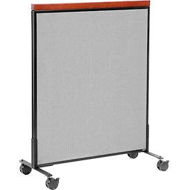 Global Industrial 694967MGY Interion® Mobile Deluxe Office Partition Panel, 36-1/4"W x 46-1/2"H, Gray image.