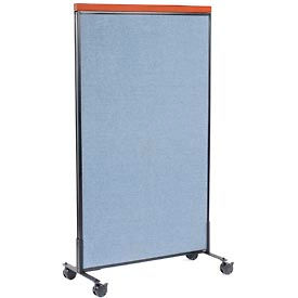 Global Industrial 694968MBL Interion® Mobile Deluxe Office Partition Panel, 36-1/4"W x 64-1/2"H, Blue image.