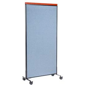 Global Industrial 694969MBL Interion® Mobile Deluxe Office Partition Panel, 36-1/4"W x 76-1/2"H, Blue image.