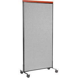 Global Industrial 694969MGY Interion® Mobile Deluxe Office Partition Panel, 36-1/4"W x 76-1/2"H, Gray image.