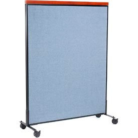 Global Industrial 694971MBL Interion® Mobile Deluxe Office Partition Panel, 48-1/4"W x 64-1/2"H, Blue image.