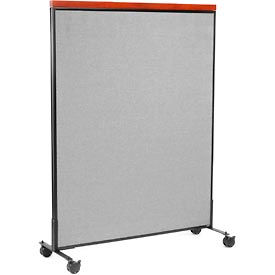 Global Industrial 694971MGY Interion® Mobile Deluxe Office Partition Panel, 48-1/4"W x 64-1/2"H, Gray image.