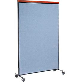 Global Industrial 694972MBL Interion® Mobile Deluxe Office Partition Panel, 48-1/4"W x 76-1/2"H, Blue image.