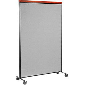 Global Industrial 694972MGY Interion® Mobile Deluxe Office Partition Panel, 48-1/4"W x 76-1/2"H, Gray image.