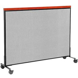 Global Industrial 694973MGY Interion® Mobile Deluxe Office Partition Panel, 60-1/4"W x 46-1/2"H, Gray image.