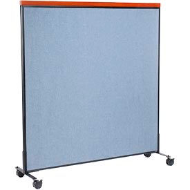 Global Industrial 694974MBL Interion® Mobile Deluxe Office Partition Panel, 60-1/4"W x 64-1/2"H, Blue image.