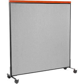 Global Industrial 694974MGY Interion® Mobile Deluxe Office Partition Panel, 60-1/4"W x 64-1/2"H, Gray image.