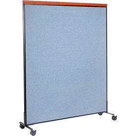 Global Industrial 694975MBL Interion® Mobile Deluxe Office Partition Panel, 60-1/4"W x 76-1/2"H, Blue image.