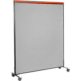 Global Industrial 694975MGY Interion® Mobile Deluxe Office Partition Panel, 60-1/4"W x 76-1/2"H, Gray image.