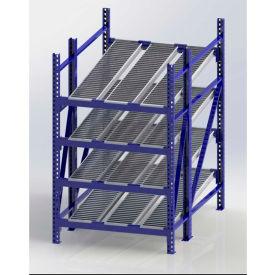 UNEX Manufacturing, Inc. RR99S2R4X6-S UNEX RR99S2R4X6-S Gravity Flow Roller Rack with Span Track Starter 48"W x 72"D x 84"H with 4 Levels image.