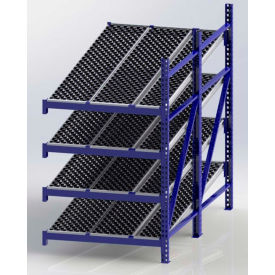 UNEX Manufacturing, Inc. RR99S2W4X8-A UNEX RR99S2W4X8-A Gravity Flow Roller Rack with Wheel Bed Add-On 48"W x 96"D x 84"H with 4 Levels image.