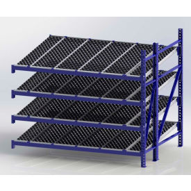 UNEX Manufacturing, Inc. RR99S2W8X6-A UNEX RR99S2W8X6-A Gravity Flow Roller Rack with Wheel Bed Add-On 96"W x 72"D x 84"H with 4 Levels image.