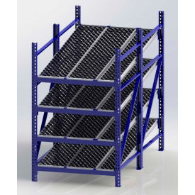 UNEX Manufacturing, Inc. RR99S2W4X8-S UNEX RR99S2W4X8-S Gravity Flow Roller Rack with Wheel Bed Starter 48"W x 96"D x 84"H with 4 Levels image.