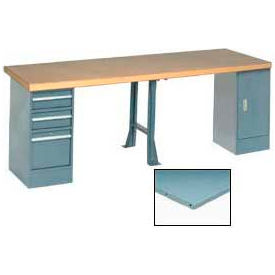 Global Industrial 318918 Global Industrial™ 96"W x 30"D Extra Long Production Workbench - Steel Square Edge - Gray image.