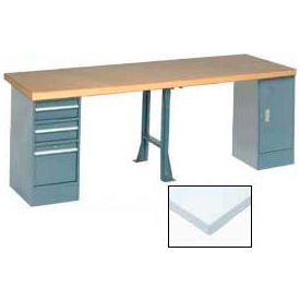 Global Industrial 96 x 30 Extra Long Production Workbench - Plastic Laminate Square Edge Gray