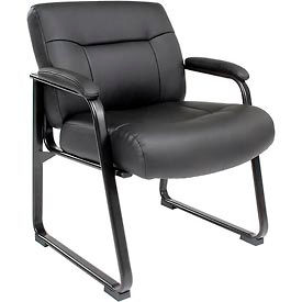 Global Industrial 238530 Interion® Big and Tall Waiting Room Chair - Bonded Leather - High Back - Black image.