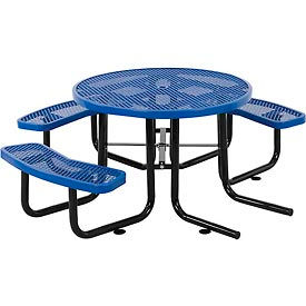 Global Industrial 695290BL Global Industrial™ 46" Round Picnic Table, Wheelchair Accessible, Blue image.