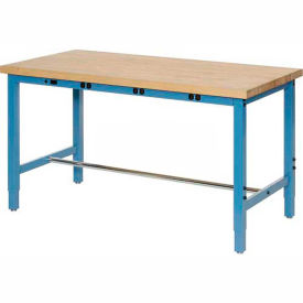 Global Industrial 96 x 30 Adjustable Height Workbench - Power Apron, Birch Square Edge Blue Global Industrial 96 x 30 Adjustable Height Workbench - Power Apron, Birch Square Edge Blue