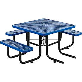 Global Industrial 695291BL Global Industrial™ 46" Square Picnic Table, Wheelchair Accessible, Blue image.