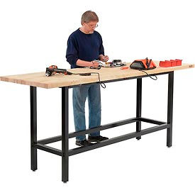 Global Industrial 318949 Global Industrial™ Standing Height Workbench, 96 x 30", Maple Butcher Block Square Edge image.