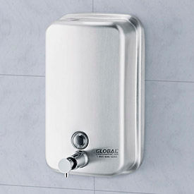 Global Industrial 640905 Global Industrial™ Stainless Steel Vertical Liquid Soap Dispenser - 1000 ml image.