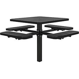 Global Industrial 695293BK Global Industrial™ 46" Square Picnic Table, In Ground Mount, Expanded Metal, Black image.