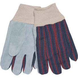 MCR Safety 1040****** Memphis® Clute Pattern Leather Palm Gloves with Knit Wrist, Size L, 12 Pairs image.