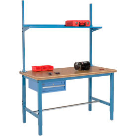 Global Industrial 318988BL Global Industrial™ 72x36 Production Workbench Shop Top Safety Edge - Drawer, Upright & Shelf BL image.