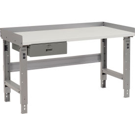 Global Industrial 319079AGY Global Industrial™ 48 x 36 Adj Height Workbench w/Drawer, Gray- Plastic Laminate Square Top image.