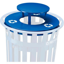 Global Industrial 261CP849 Global Industrial™ Rain Bonnet Lid - 36 Gallon Blue w/ Recycle Logos image.