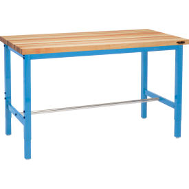 Global Industrial 319367BLA Global Industrial™ 72x36 Adj. Height Workbench Square Tube Leg, Finished Birch Square Edge Blue image.