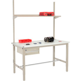 Global Industrial 318991TN Global Industrial™ 72x36 Production Workbench ESD Square Edge - Drawer, Upright & Shelf TN image.