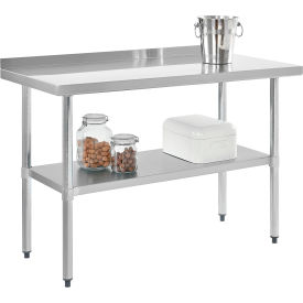 Global Industrial™ 430 Stainless Steel Table 48 x 24"" Undershelf 2"" Backsplash