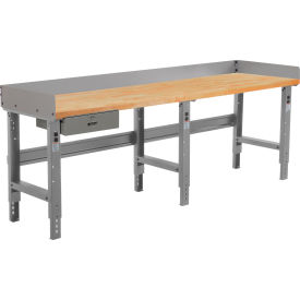 Global Industrial 319085AGY Global Industrial™ 96 x 30 Adj Height Workbench w/Drawer, Gray- Maple Square Edge Top image.