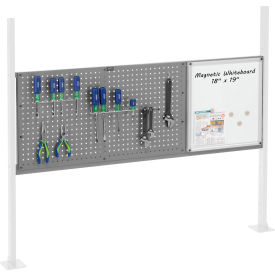 Global Industrial 319174GY Global Industrial™ 36" Pegboard & 18" Whiteboard Panel Kit, 60"W, Gray image.