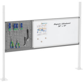 Global Industrial 319176GY Global Industrial™ 18" Pegboard & 36" Whiteboard Panel Kit, 60"W, Gray image.