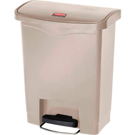 Rubbermaid Commercial Products 1883456 Rubbermaid® Slim Jim® 1883456 Plastic Step On Container, Front Step 8 Gallon - Beige image.
