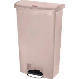 Rubbermaid Commercial Products 1883460 Rubbermaid® Slim Jim® 1883460 Plastic Step On Container, Front Step 18 Gallon - Beige image.