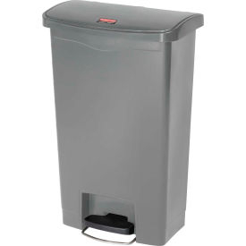 Rubbermaid Commercial Products 1883604 Rubbermaid® Slim Jim® 1883604 Plastic Step On Container, Front Step 18 Gallon - Gray image.