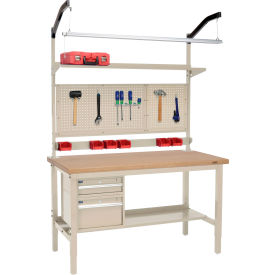 Global Industrial 319349TN Global Industrial™ 72"W x 36"D Production Workbench - Shop Top Safety Edge Complete Bench - Tan image.