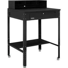 Global Industrial 319355BK Global Industrial™ Flat Surfaced Shop Desk w/ Pigeonhole Riser, 34-1/2"W x 30"D, Black image.