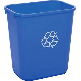 Global Industrial 261878BL Global Industrial™ Deskside Recycling Wastebasket, 28-1/8 Quart, Blue image.
