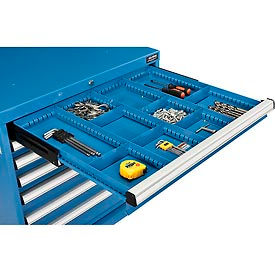 Global Industrial 493341 Global Industrial™ Divider Kit for 3"H Drawer of Modular Drawer Cabinet 30"Wx27"D, Blue image.