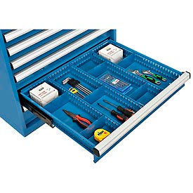 Global Industrial 493342 Global Industrial™ Divider Kit for 4"H Drawer of Modular Drawer Cabinet 30"Wx27"D, Blue image.