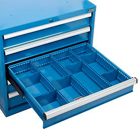 Global Industrial 493343 Global Industrial™ Divider Kit for 6"H Drawer of Modular Drawer Cabinet 30"Wx27"D, Blue image.