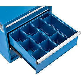 Global Industrial 493344 Global Industrial™ Divider Kit for 10"H Drawer of Modular Drawer Cabinet 30"Wx27"D, Blue image.